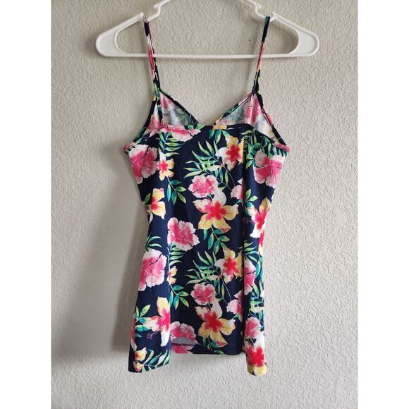 Vintage Y2K No Boundaries Juniors Sz L Ribbed Tank Top Floral V Neck - Picture 3 of 3